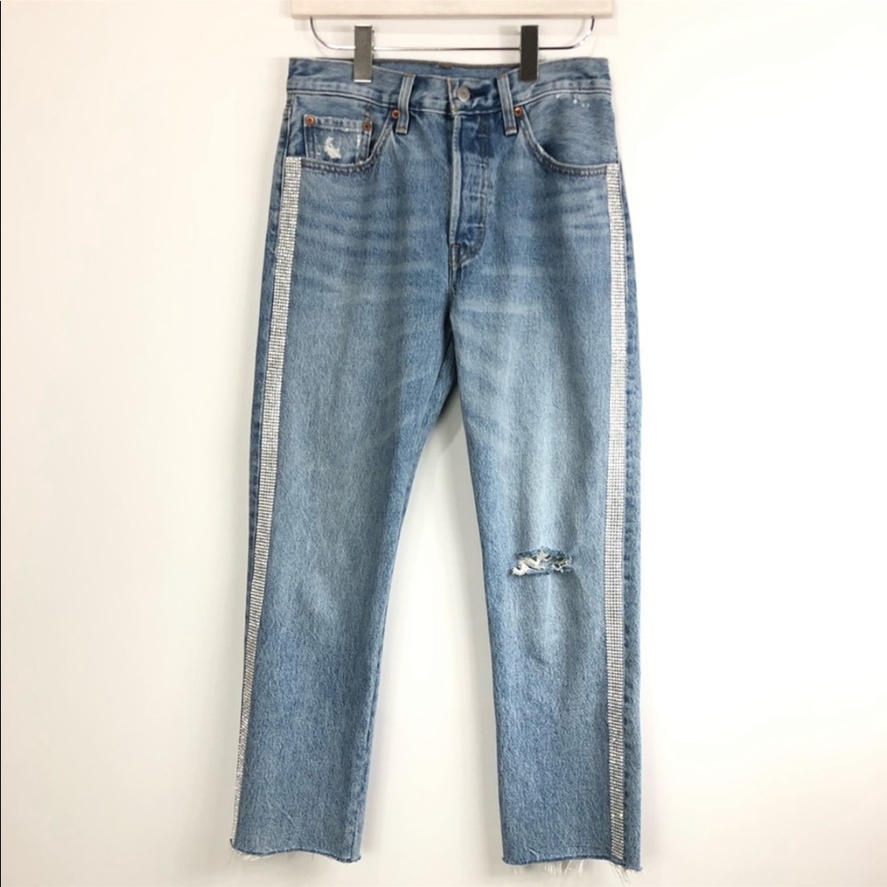 501 Levi vintage wash Rhinestone jeans